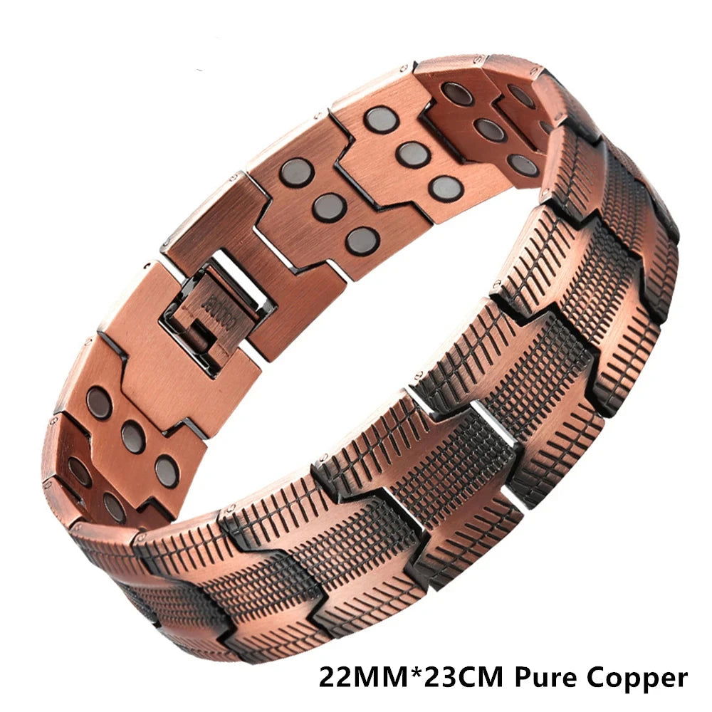 EMESA HOME Men's Pure Copper Bracelet 3500 Gauss 3X Strength Magnetic Therapy Link Bracelets - Emesa Home