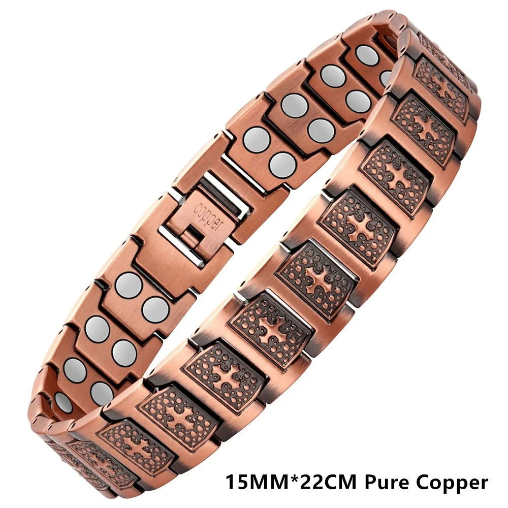 EMESA HOME Men's Pure Copper Bracelet 3500 Gauss 3X Strength Magnetic Therapy Link Bracelets - Emesa Home