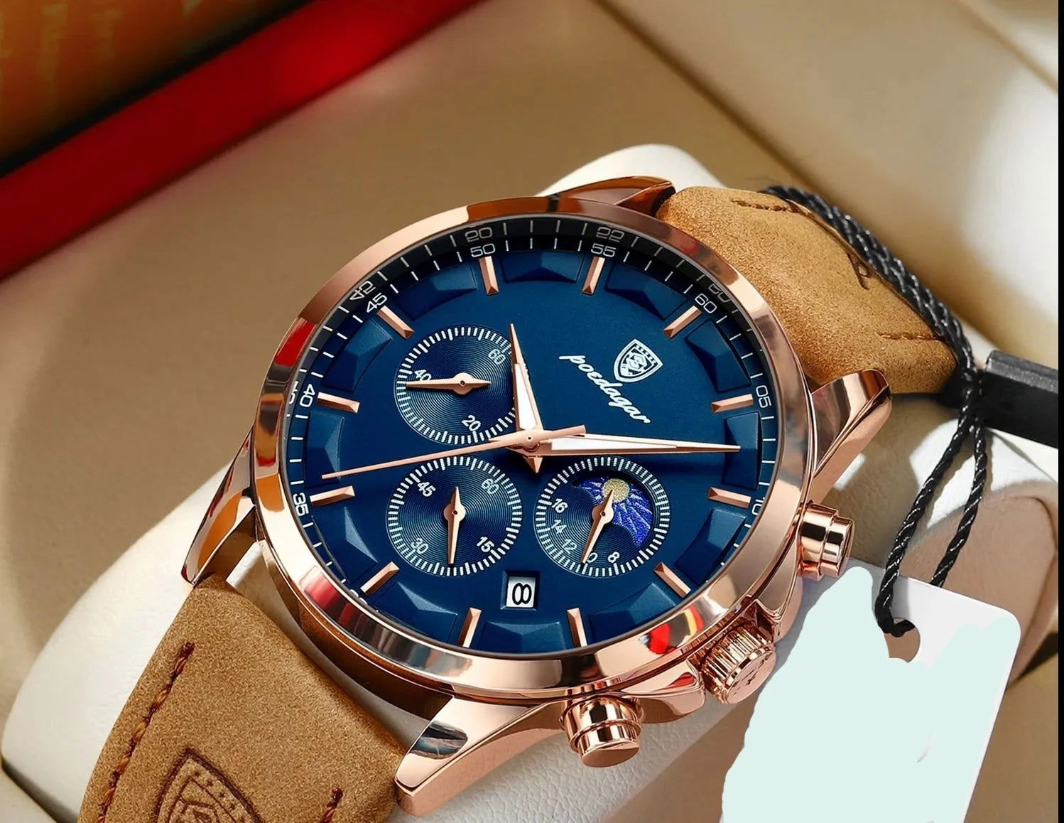 EMESA HOME Men's Quartz Watch - Luxury Sports Waterproof Chronograph Luminous Date Business Leather Wristwatch - Emesa Home