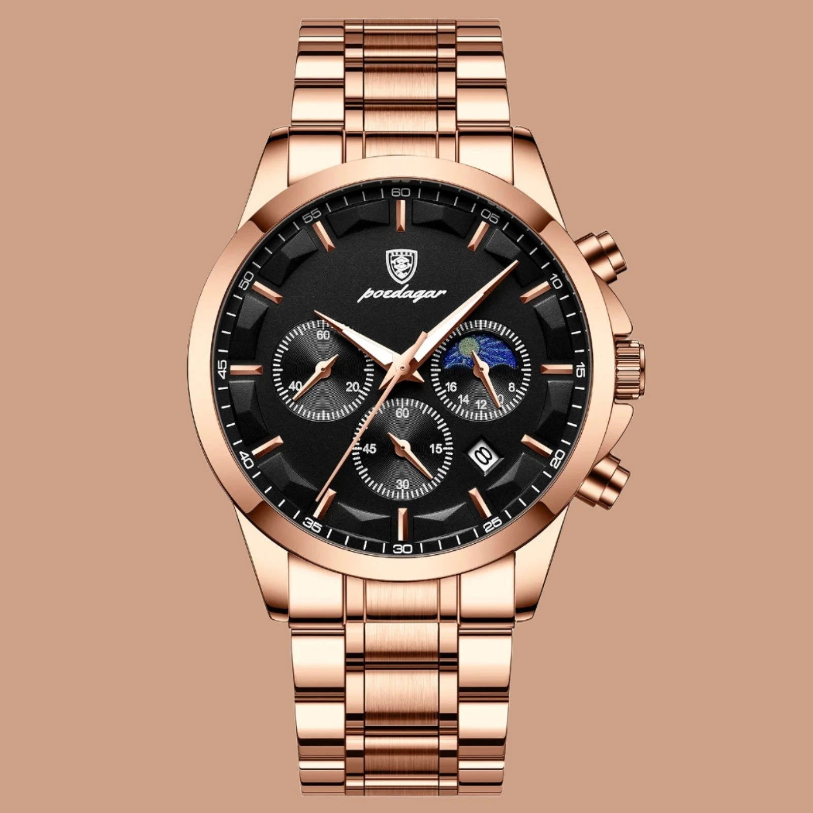 EMESA HOME Men's Quartz Watch - Luxury Sports Waterproof Chronograph Luminous Date Business Leather Wristwatch - Emesa Home