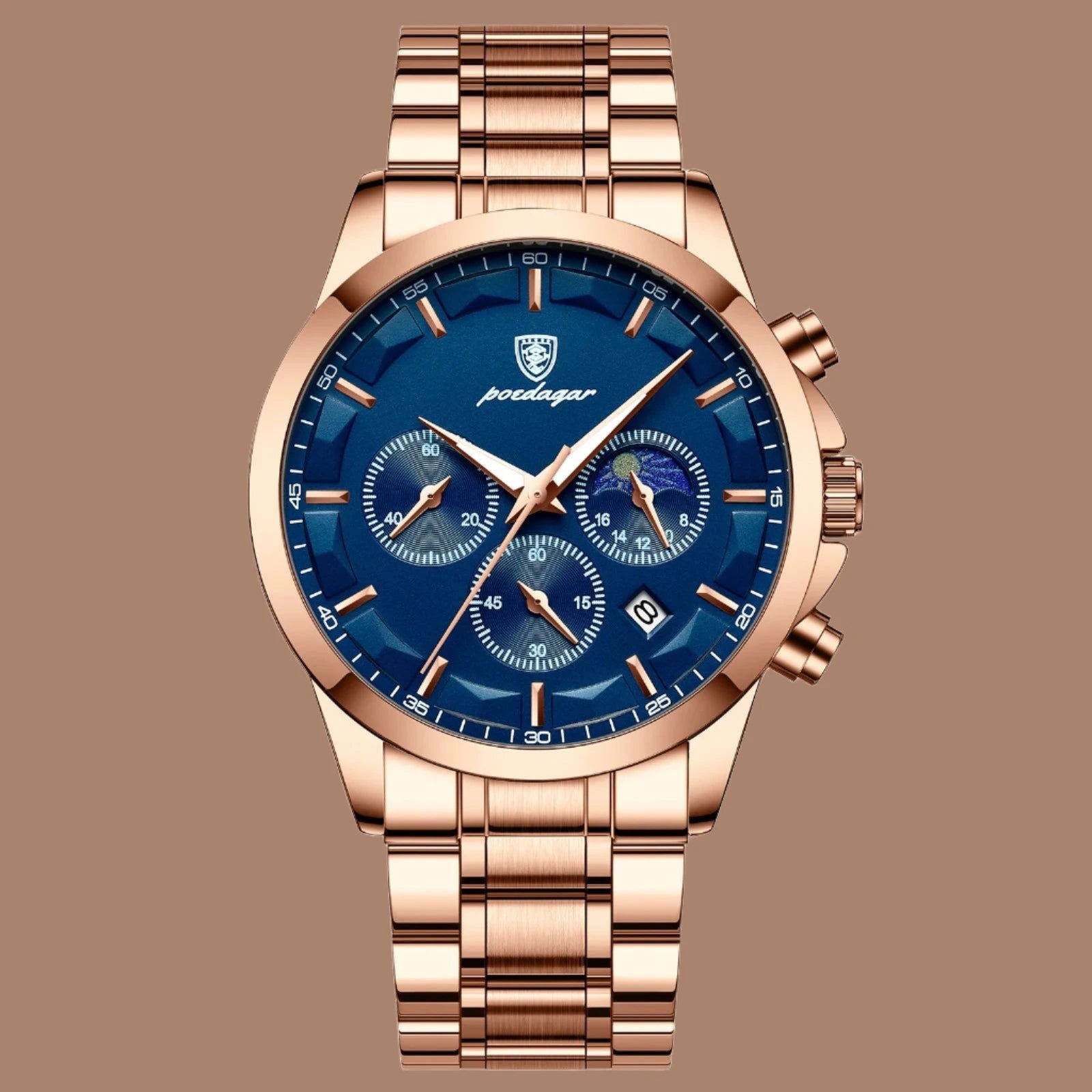 EMESA HOME Men's Quartz Watch - Luxury Sports Waterproof Chronograph Luminous Date Business Leather Wristwatch - Emesa Home