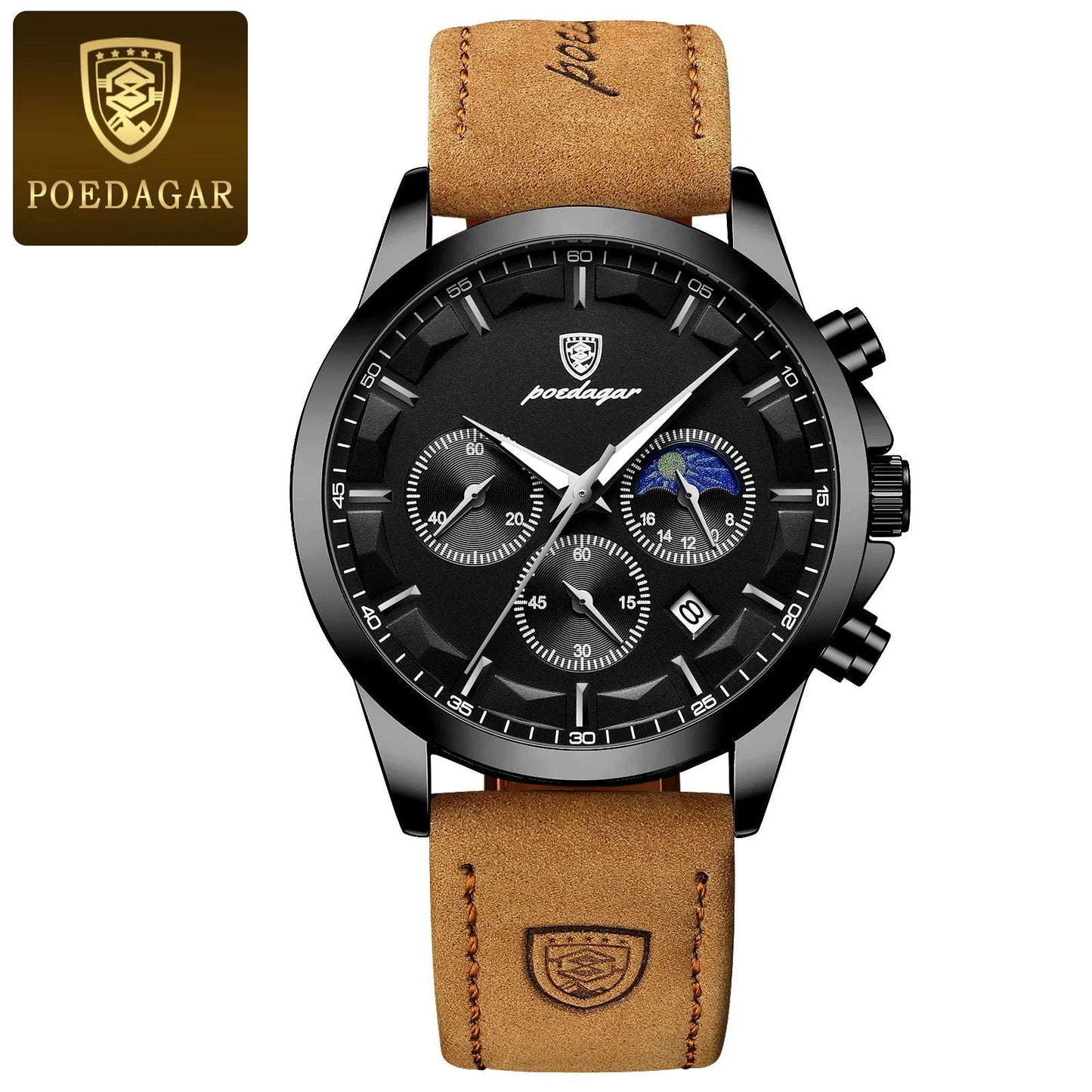 EMESA HOME Men's Quartz Watch - Luxury Sports Waterproof Chronograph Luminous Date Business Leather Wristwatch - Emesa Home