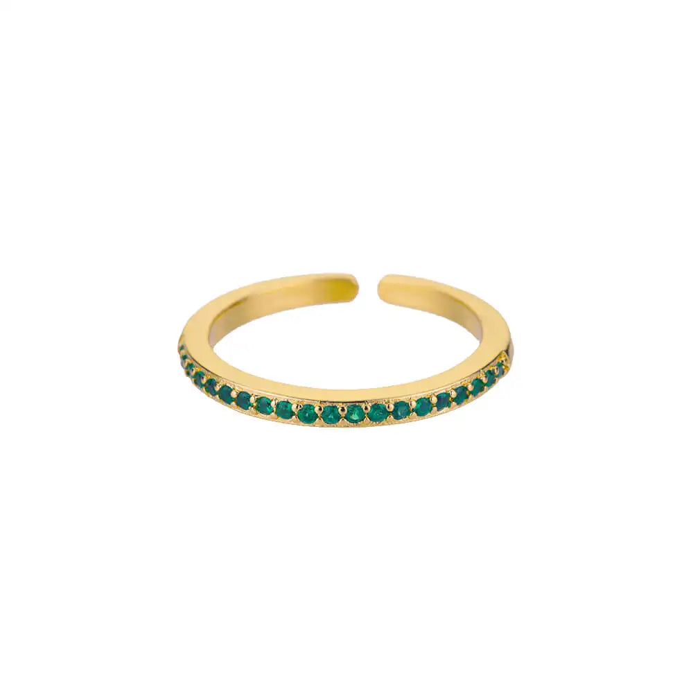 EMESA HOME Mini Green Zircon Ring for Women, Adjustable Gold Stainless Steel Jewelry Gift - Emesa Home