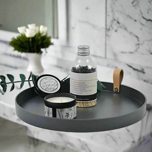 EMESA HOME 1 Piece Round Storage Tray – Simple Solid Color, Portable, for Bedroom Table, Cosmetics, Jewelry, Sundries Display - Emesa Home