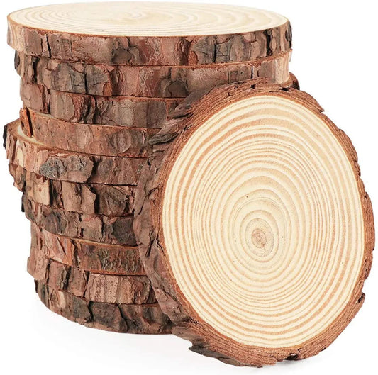 EMESA HOME Natural Pine Round Unfinished Wood Slices are versatile DIY craft materials that can be used for various projects. - Emesa Home