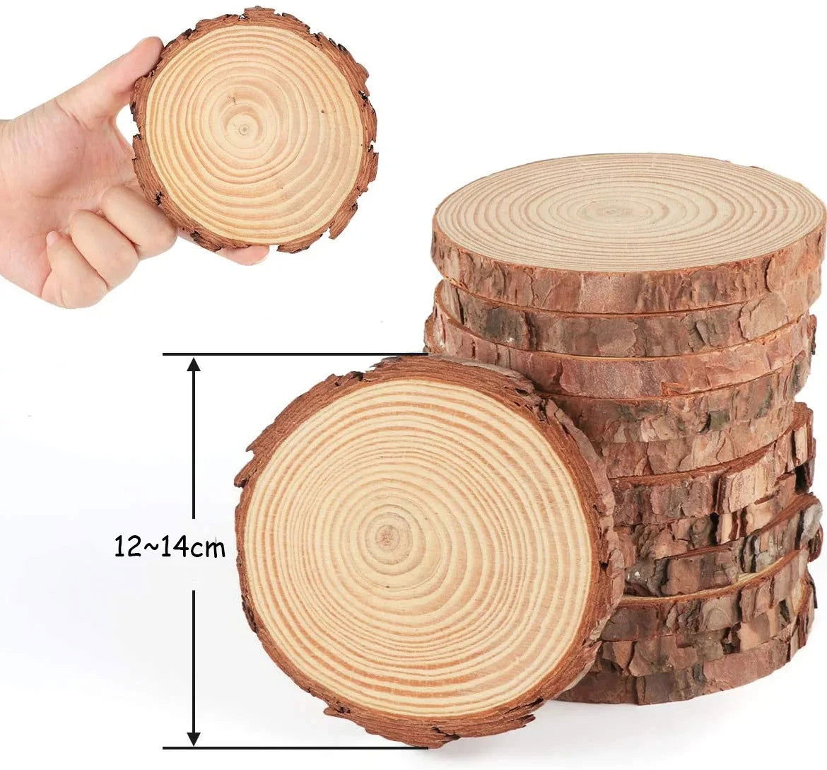 EMESA HOME Natural Pine Round Unfinished Wood Slices are versatile DIY craft materials that can be used for various projects. - Emesa Home