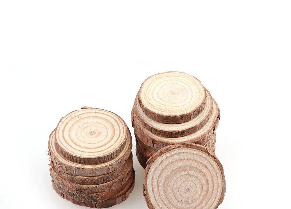 EMESA HOME Natural Pine Round Unfinished Wood Slices are versatile DIY craft materials that can be used for various projects. - Emesa Home