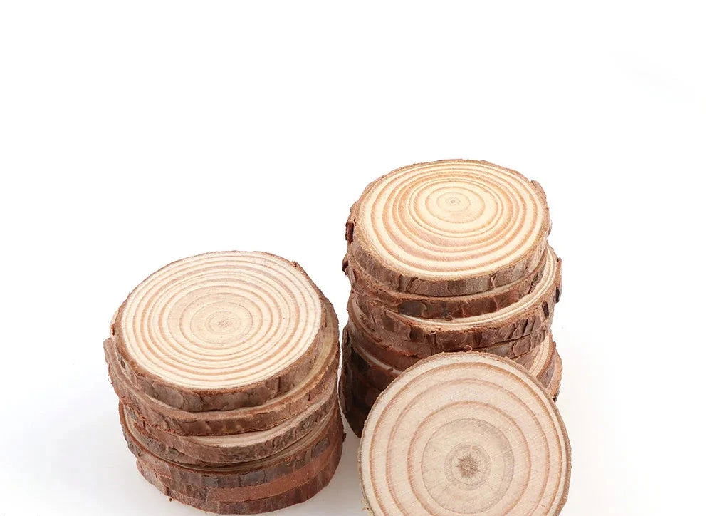 EMESA HOME Natural Pine Round Unfinished Wood Slices are versatile DIY craft materials that can be used for various projects. - Emesa Home