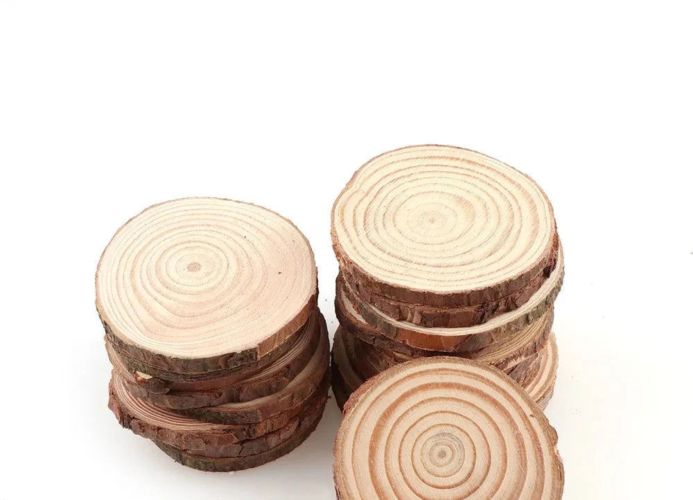 EMESA HOME Natural Pine Round Unfinished Wood Slices are versatile DIY craft materials that can be used for various projects. - Emesa Home