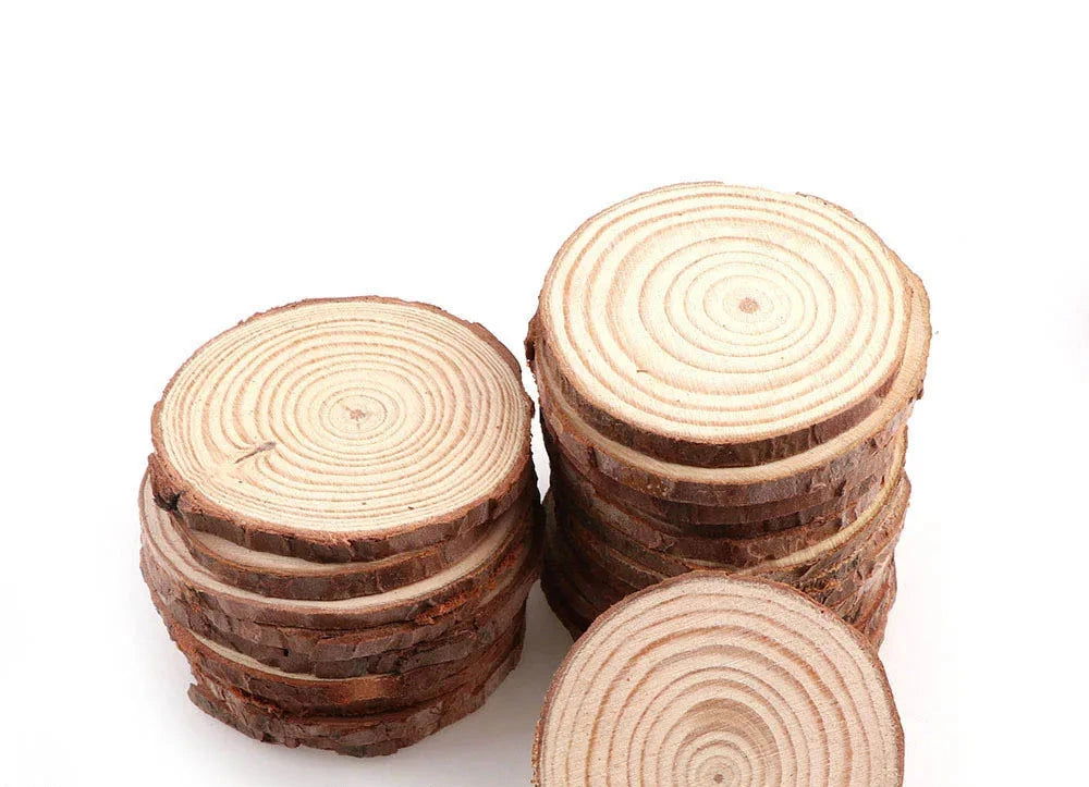 EMESA HOME Natural Pine Round Unfinished Wood Slices are versatile DIY craft materials that can be used for various projects. - Emesa Home