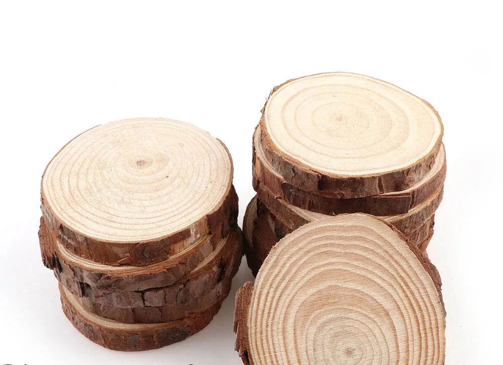 EMESA HOME Natural Pine Round Unfinished Wood Slices are versatile DIY craft materials that can be used for various projects. - Emesa Home