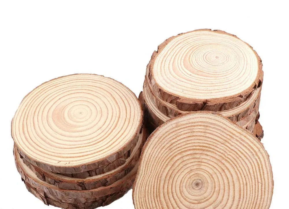 EMESA HOME Natural Pine Round Unfinished Wood Slices are versatile DIY craft materials that can be used for various projects. - Emesa Home