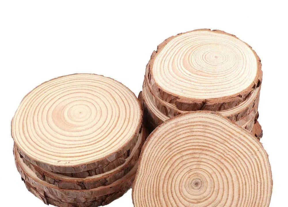 EMESA HOME Natural Pine Round Unfinished Wood Slices are versatile DIY craft materials that can be used for various projects. - Emesa Home