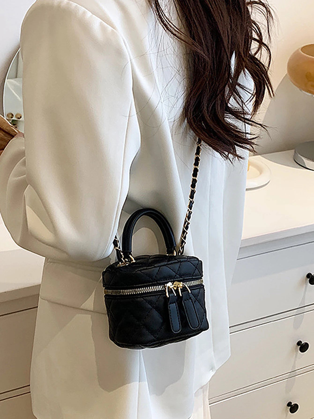 EMESA HOME New Mini Quilted Chain Diamond Checkered Women's Crossbody Bag Fashion Mini Designer Handbag High Quality PU Women's Small Bag - Emesa Home