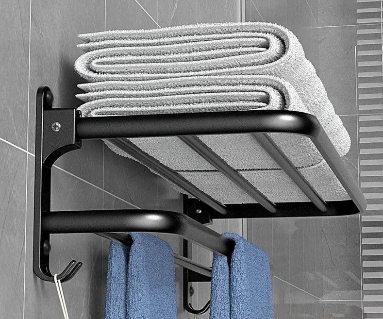 EMESA HOME No-Nail Bathroom Towel Holder: Wall Mount Aluminum Bar Shelf with Multiple Size Options - Emesa Home