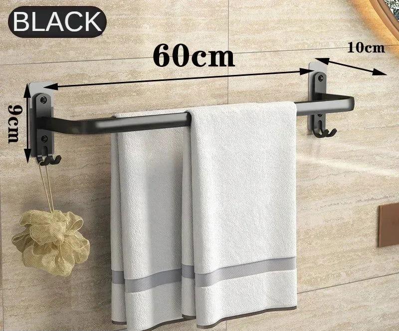 EMESA HOME No-Nail Bathroom Towel Holder: Wall Mount Aluminum Bar Shelf with Multiple Size Options - Emesa Home