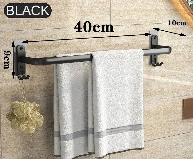 EMESA HOME No-Nail Bathroom Towel Holder: Wall Mount Aluminum Bar Shelf with Multiple Size Options - Emesa Home