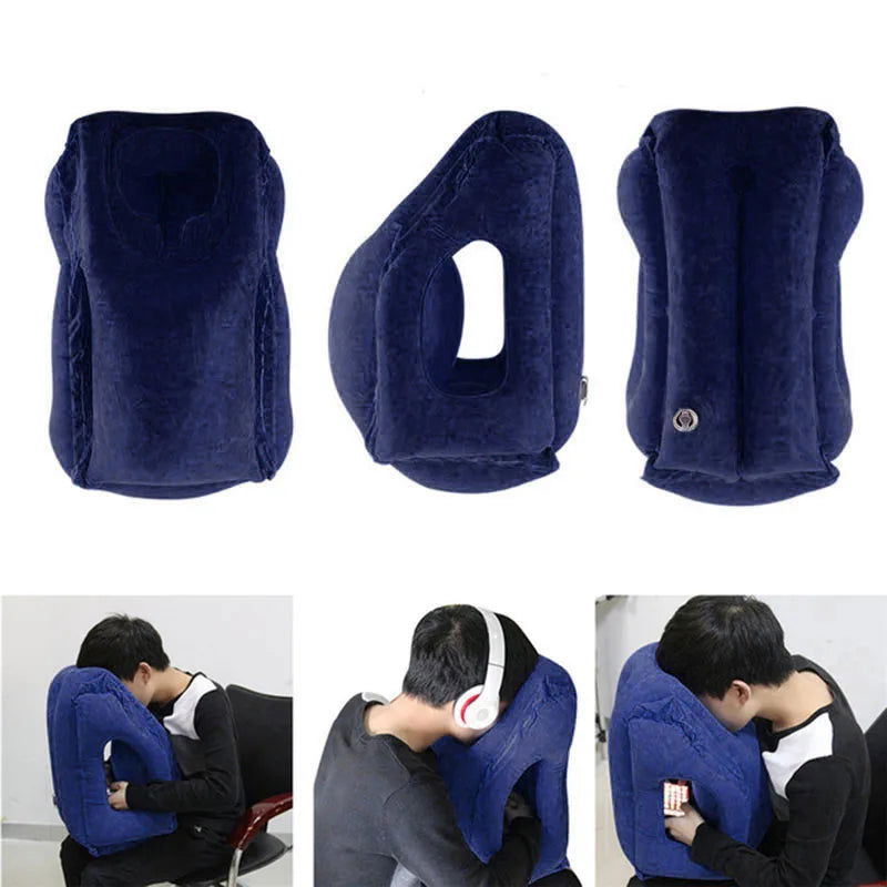 EMESA HOME PVC Inflatable Air Travel Pillow: Portable Neck Support for Airplane, Car, and Office Rest - Emesa Home