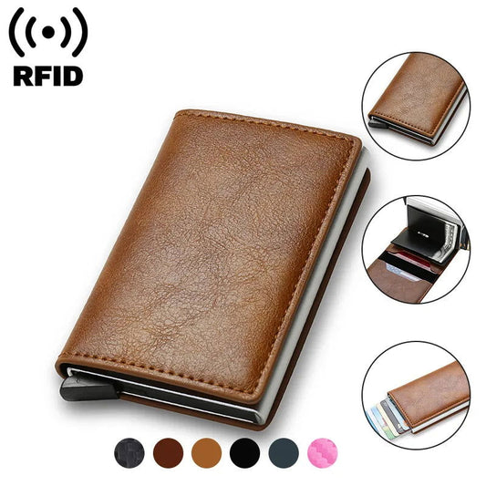 EMESA HOME RFID Smart Minimalist Credit Card Holder: Slim Synthetic Leather Wallet for Business and Everyday Use - Emesa Home