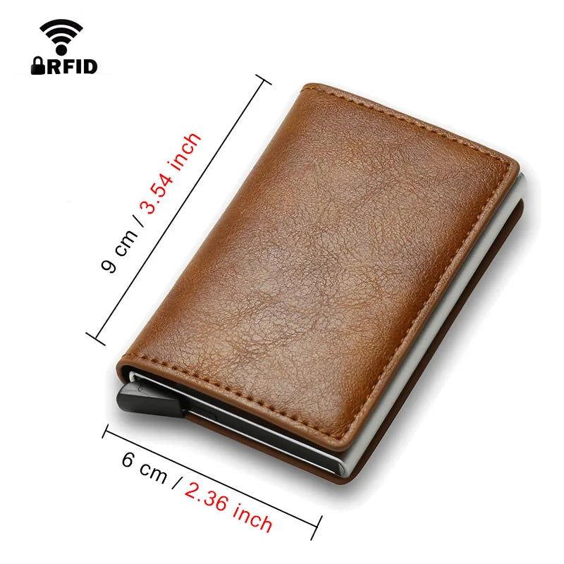 EMESA HOME RFID Smart Minimalist Credit Card Holder: Slim Synthetic Leather Wallet for Business and Everyday Use - Emesa Home