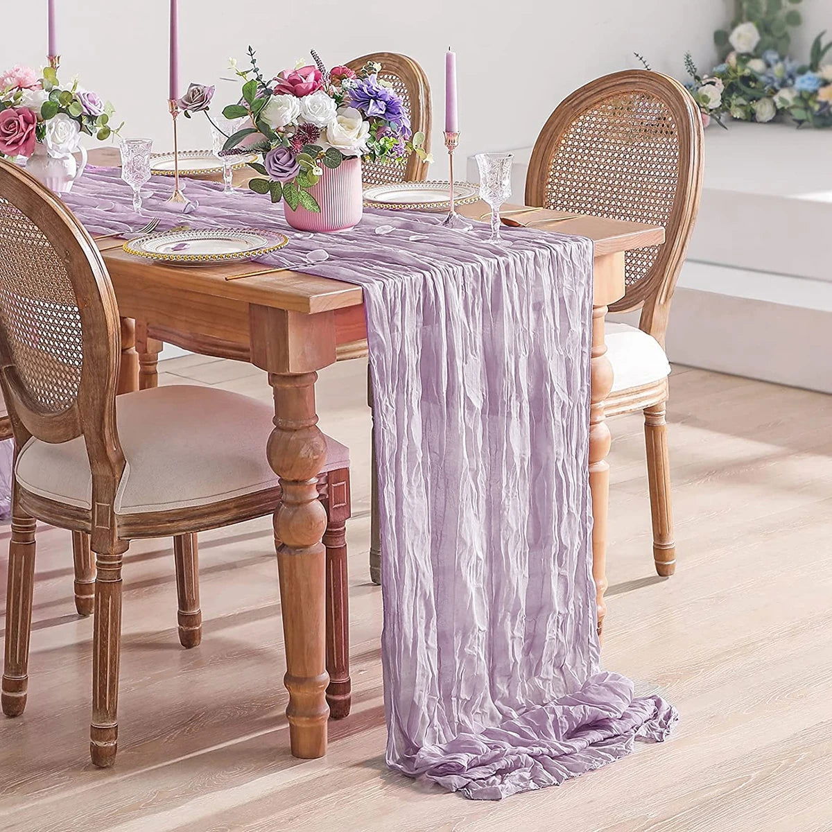 EMESA HOME Semi-Sheer Sage Gauze Table Runner Cheesecloth for Vintage Wedding, Party, Banquet, and Cake Décor - Emesa Home