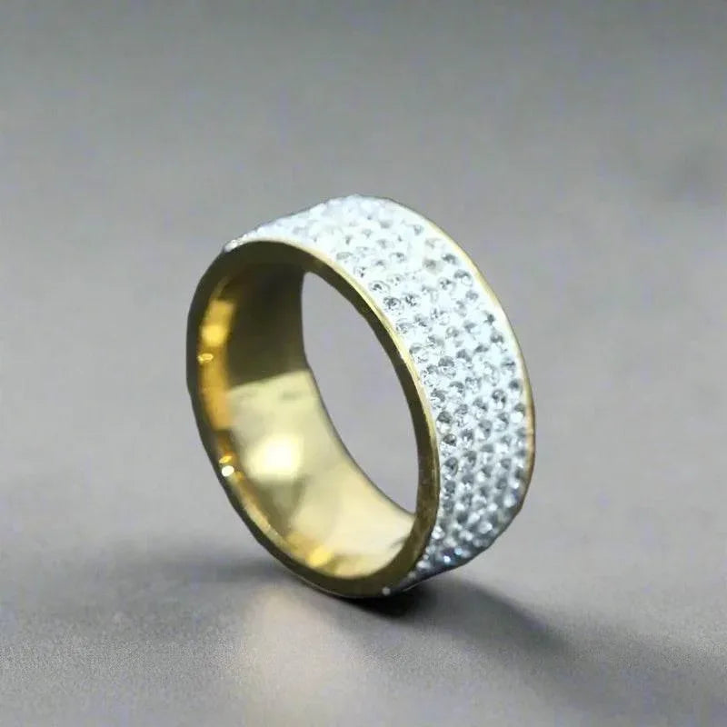 EMESA HOME Shine Silver and Gold Color Ring with Round Inlaid White Zircon for Women - Engagement Wedding Jewelry Gift - EMESA HOME™