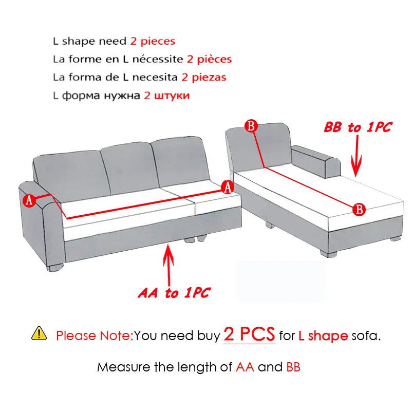 EMESA HOME Solid Color Elastic Sofa Covers for Living Room Spandex Sectional Corner Sofa Slipcovers Couch Chair Cover Funda de sofá - Emesa Home