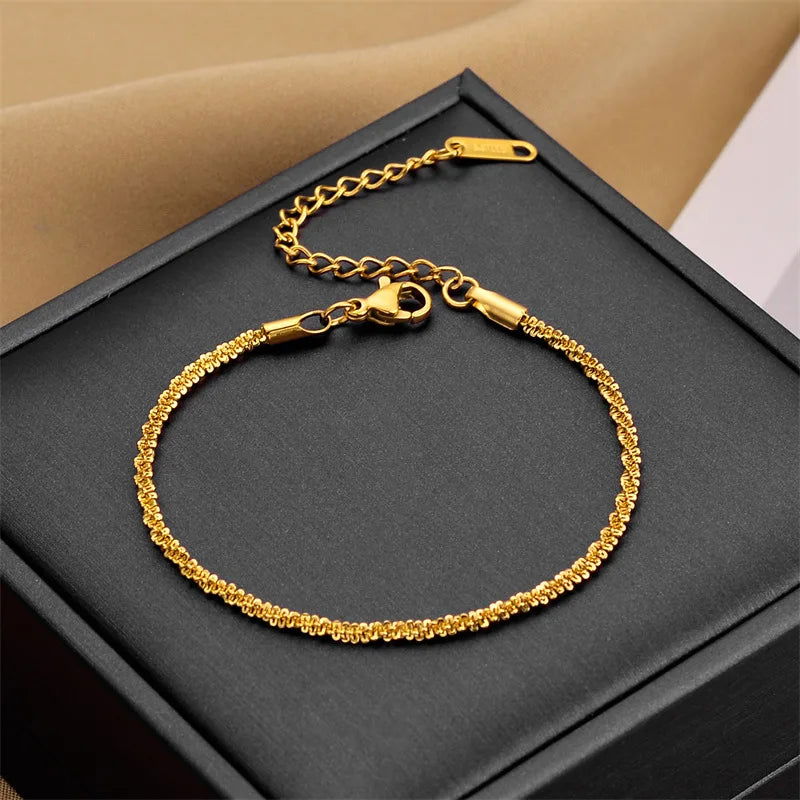 EMESA HOME Stainless Steel Gold Delicate Fine Chain Necklace and Bracelets Set for Women - Trendy, Waterproof, and Versatile Jewelry - Emesa Home