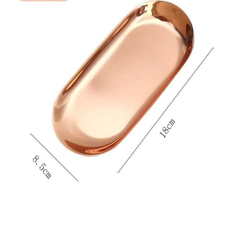 EMESA HOME Stainless Steel Jewelry Storage Tray – Oval Metal Cosmetic Organizer, Cake, Fruit, Dessert, Snack Plate, Kitchen Nut Tray - EMESA HOME™