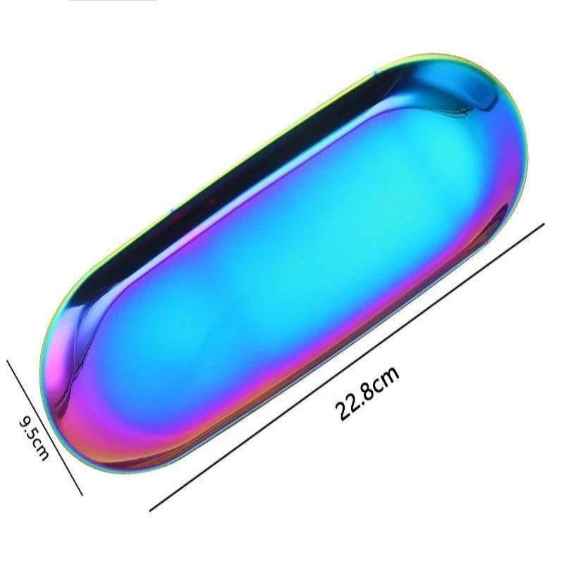 EMESA HOME Stainless Steel Jewelry Storage Tray – Oval Metal Cosmetic Organizer, Cake, Fruit, Dessert, Snack Plate, Kitchen Nut Tray - EMESA HOME™