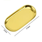 EMESA HOME Stainless Steel Jewelry Storage Tray – Oval Metal Cosmetic Organizer, Cake, Fruit, Dessert, Snack Plate, Kitchen Nut Tray - EMESA HOME™