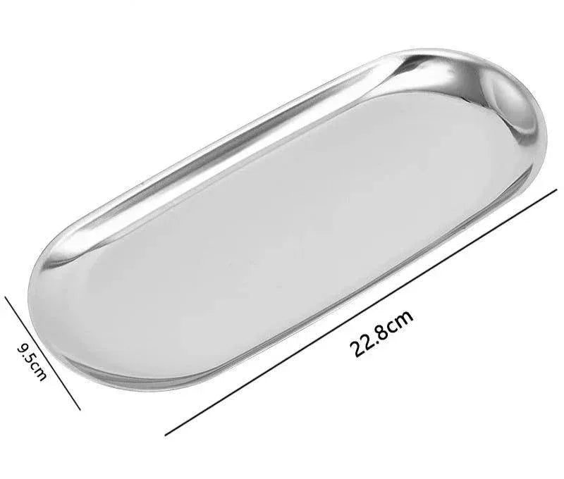 EMESA HOME Stainless Steel Jewelry Storage Tray – Oval Metal Cosmetic Organizer, Cake, Fruit, Dessert, Snack Plate, Kitchen Nut Tray - EMESA HOME™
