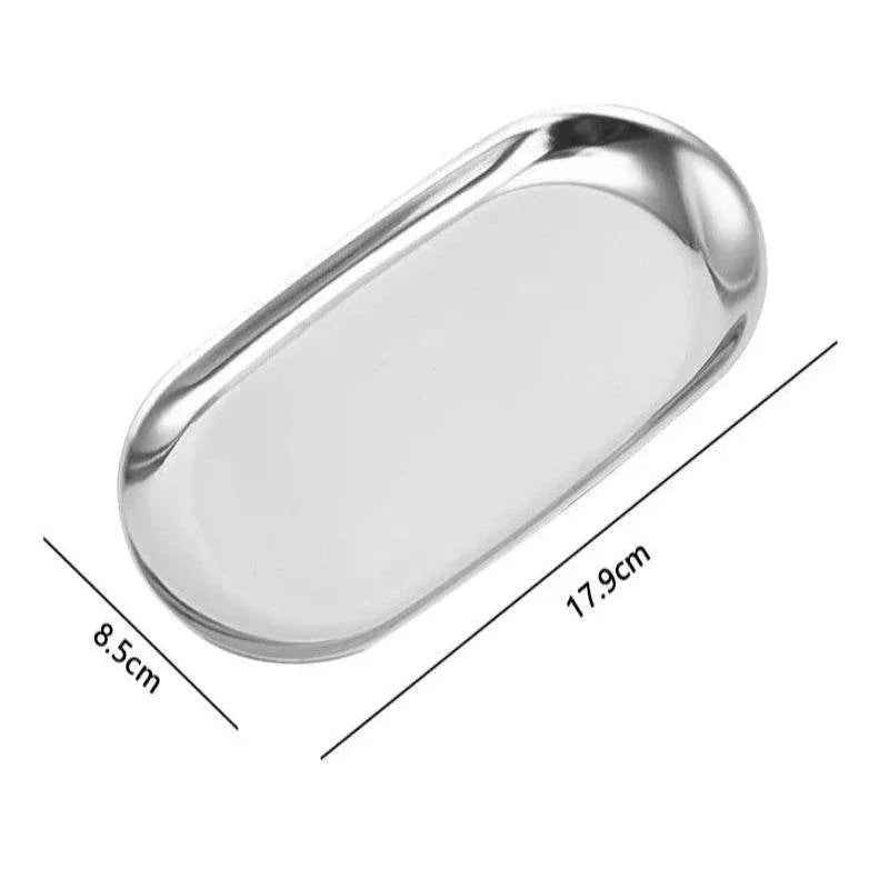 EMESA HOME Stainless Steel Jewelry Storage Tray – Oval Metal Cosmetic Organizer, Cake, Fruit, Dessert, Snack Plate, Kitchen Nut Tray - EMESA HOME™