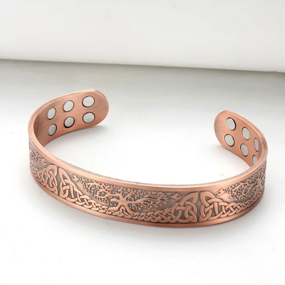 EMESA HOME Vintage Pure Copper Cuff Bracelet with 18Pcs 3500 Gauss Strong Magnets - Emesa Home