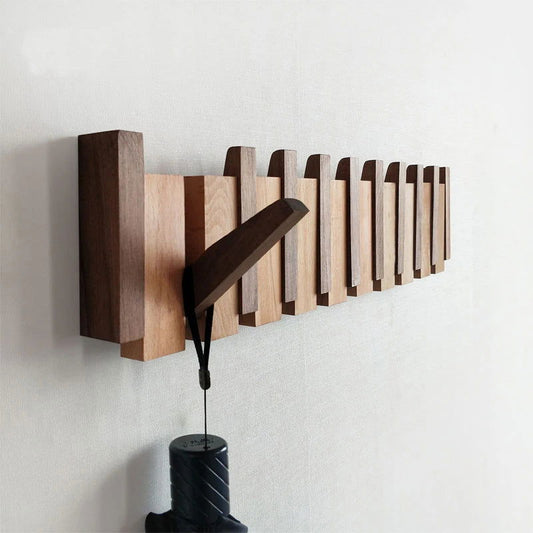 EMESA HOME Wall-Mounted Beech and Walnut Coat Rack: Stylish, Functional, and Space-Saving Storage Solution - Emesa Home