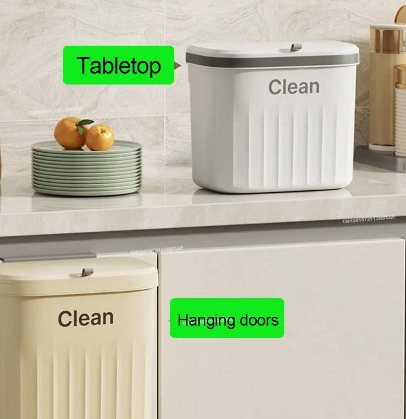 "EMESA HOME  Wall-Mounted Kitchen Trash Can – Compact Hanging Bin with Lid for Cabinets & Under Sink Waste Management" - Emesa Home