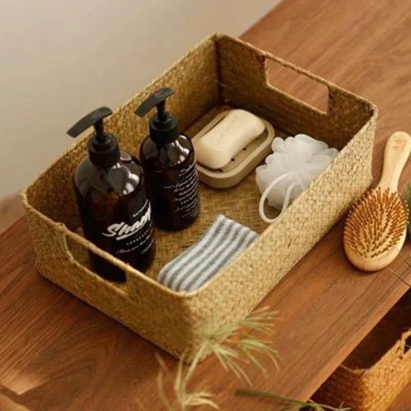 EMESA HOME Woven Seagrass Basket – Natural Rattan Wicker Storage Basket for Home Décor, Fruit, Bread, Towels & Kitchen Table Use - EMESA HOME™