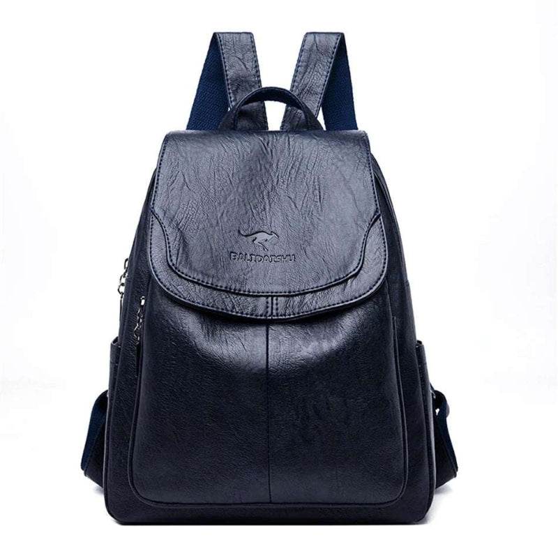EMESA HOME Women’s Large Capacity Leather Backpack Vintage Travel Bag School Bookbag Rucksack Dark blue