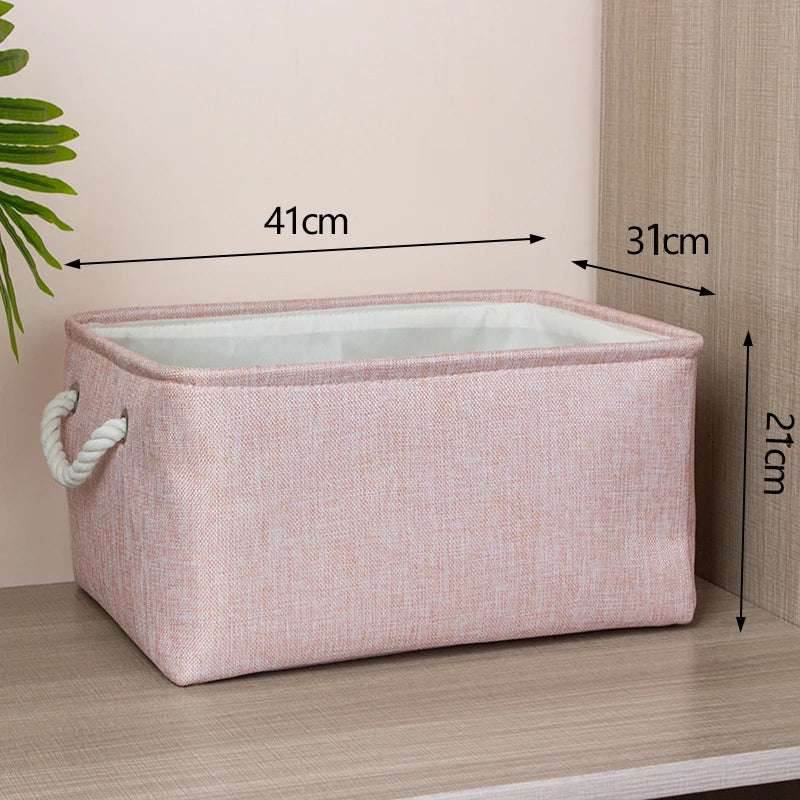 EMESA HOME Cotton Linen Folding Storage Basket – Organizer for Toys, Clothes, Sundries – Cabinet Bag, Collapsible Laundry Hamper for Home Use 12