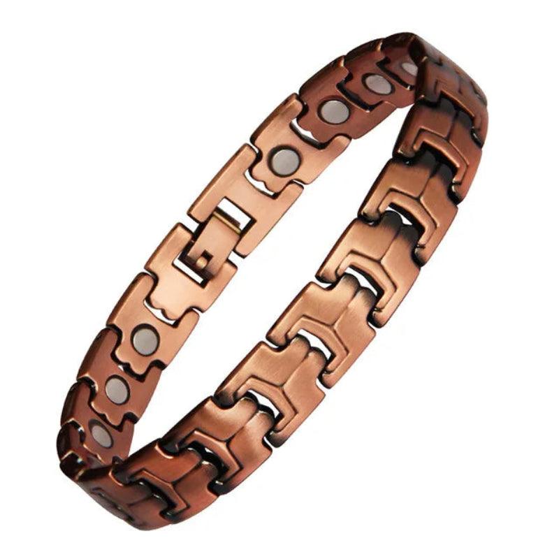 Copper magnetic bracelet on a white background