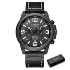 EMESA HOME Men's Luxury Waterproof Sport Chronograph Watch, Quartz Military Style with Genuine Leather Strap - EMESA HOME™