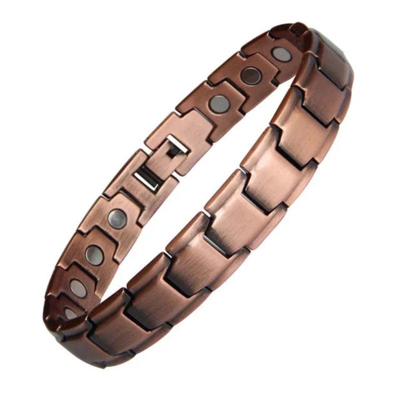 Copper bracelet with magnetic properties on a white background
