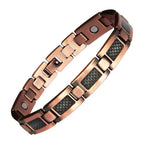 Copper bracelet with carbon fiber inlay on a white background