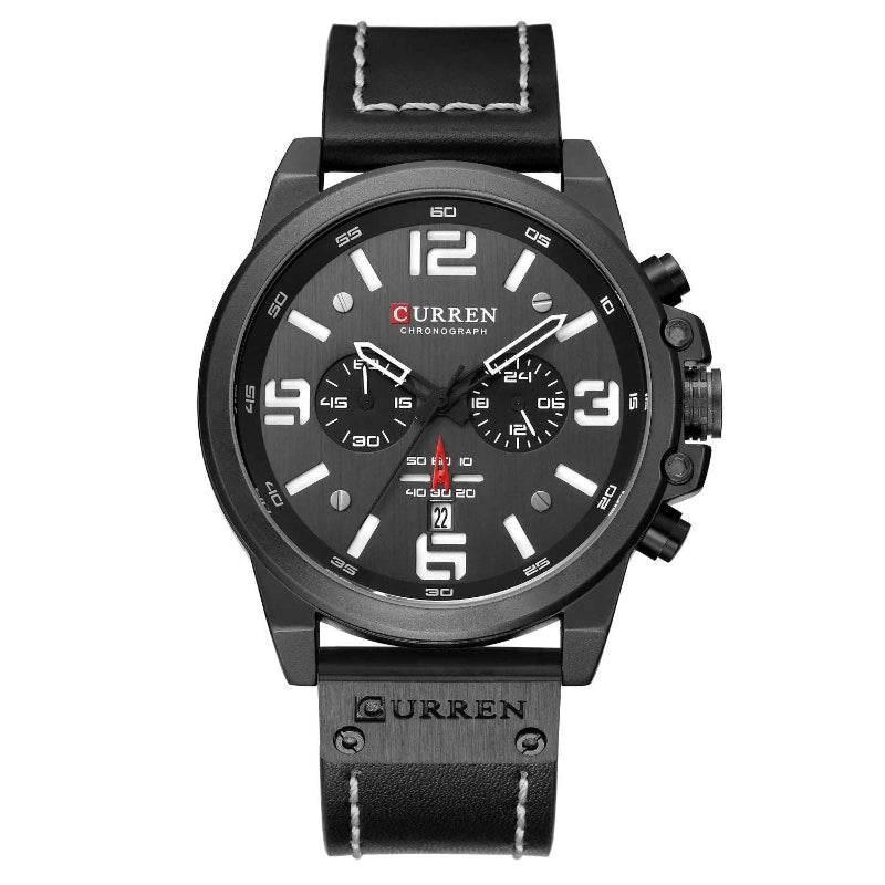EMESA HOME Men's Luxury Waterproof Sport Chronograph Watch, Quartz Military Style with Genuine Leather Strap - EMESA HOME™