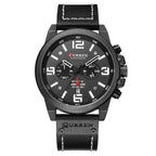 EMESA HOME Men's Luxury Waterproof Sport Chronograph Watch, Quartz Military Style with Genuine Leather Strap - EMESA HOME™