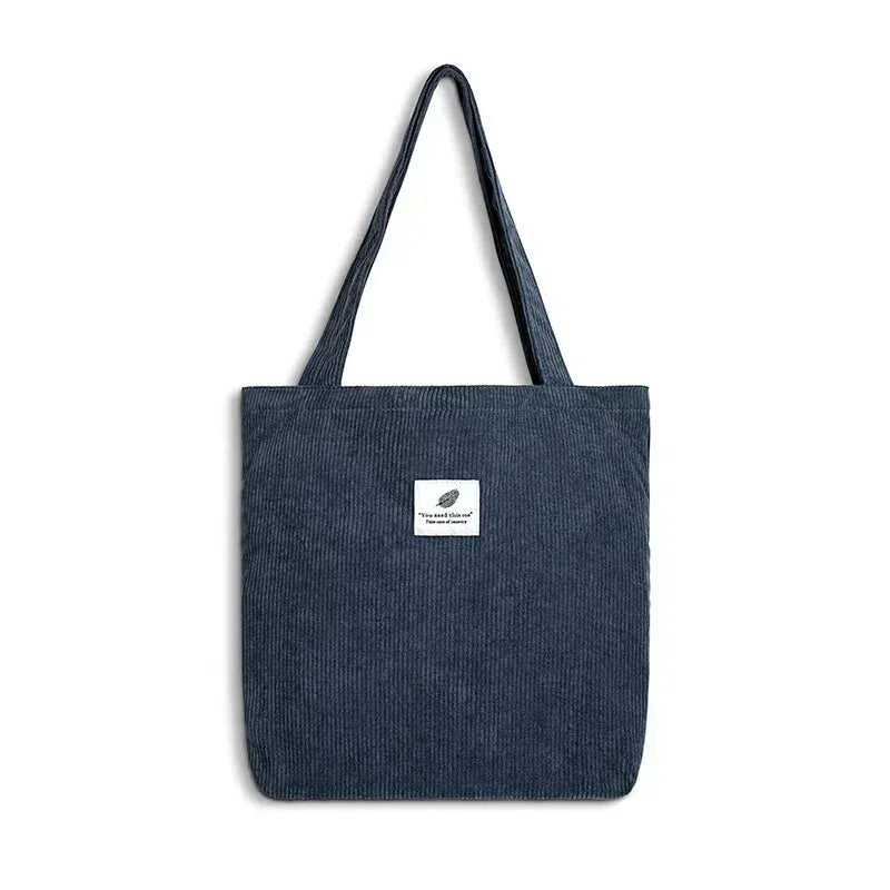 EMESA HOME Corduroy Canvas Tote Bag – Casual Reusable Shoulder Handbag for Women - EMESA HOME™
