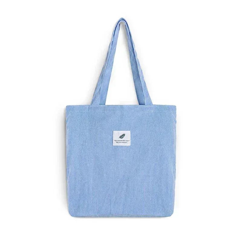 EMESA HOME Corduroy Canvas Tote Bag – Casual Reusable Shoulder Handbag for Women - EMESA HOME™