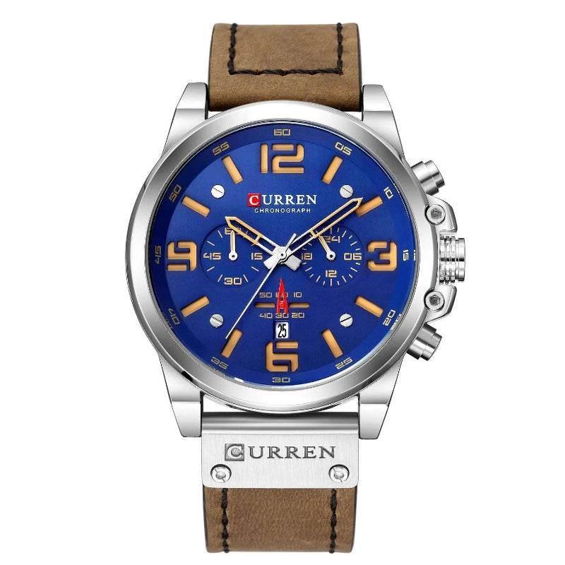 EMESA HOME Men's Luxury Waterproof Sport Chronograph Watch, Quartz Military Style with Genuine Leather Strap - EMESA HOME™