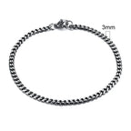 Silver chain bracelet with a measurement indicator on a white background