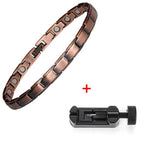 Copper magnetic bracelet with a tool on a white background